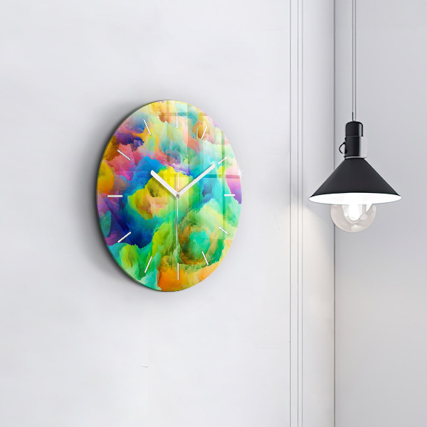 Round glass wall clock Fractal Texture