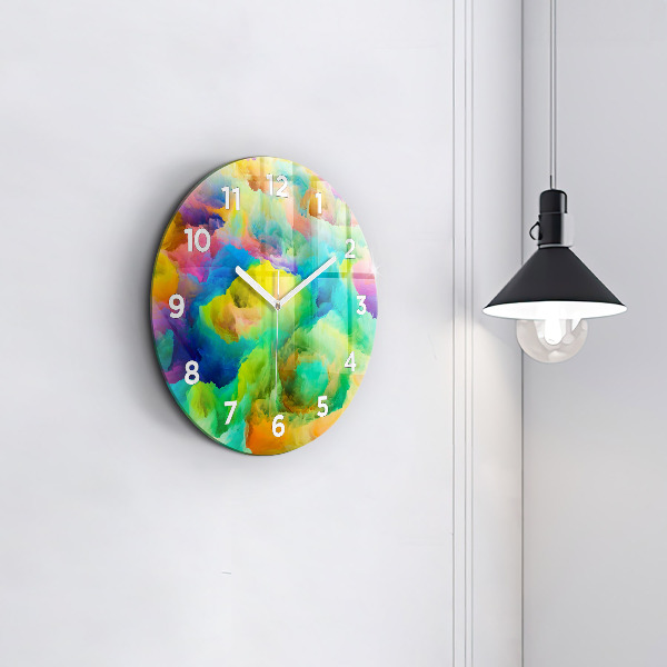 Round glass wall clock Fractal Texture