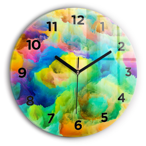Round glass wall clock Fractal Texture