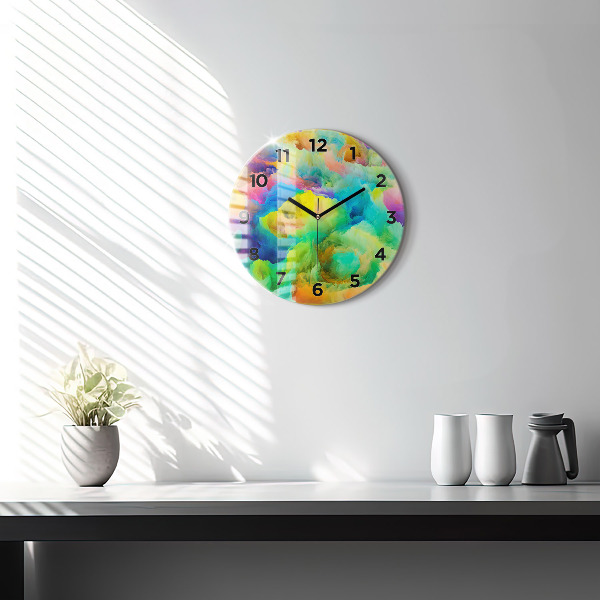 Round glass wall clock Fractal Texture
