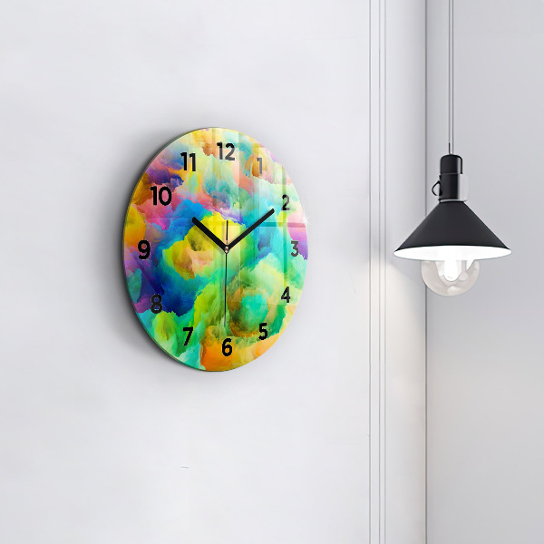 Round glass wall clock Fractal Texture