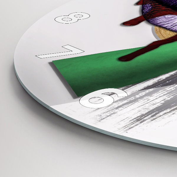 Round glass wall clock Surrealist collage