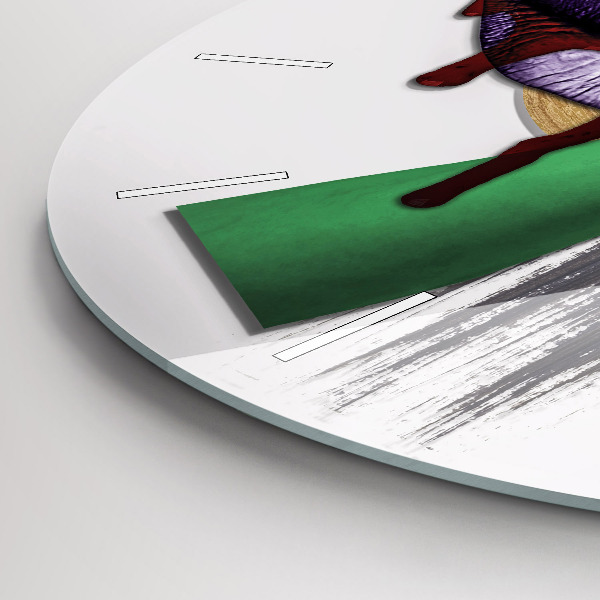 Round glass wall clock Surrealist collage