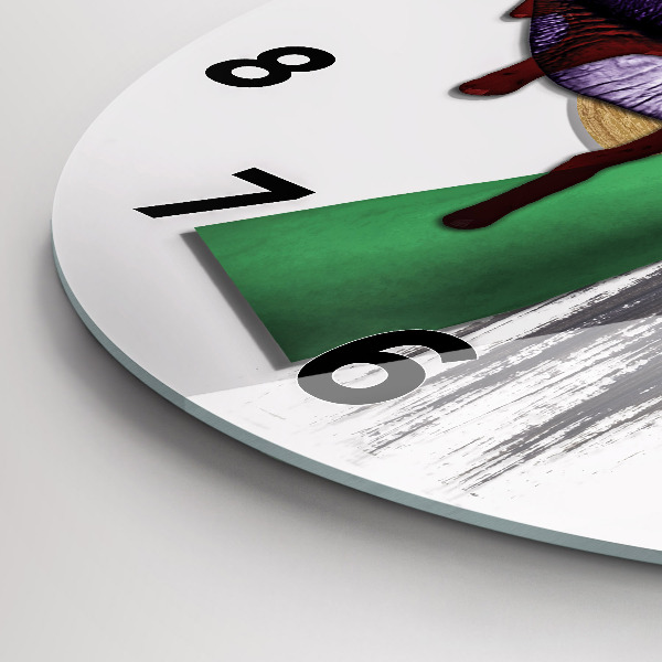 Round glass wall clock Surrealist collage