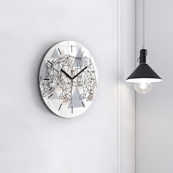 Round glass wall clock Geometric Pattern