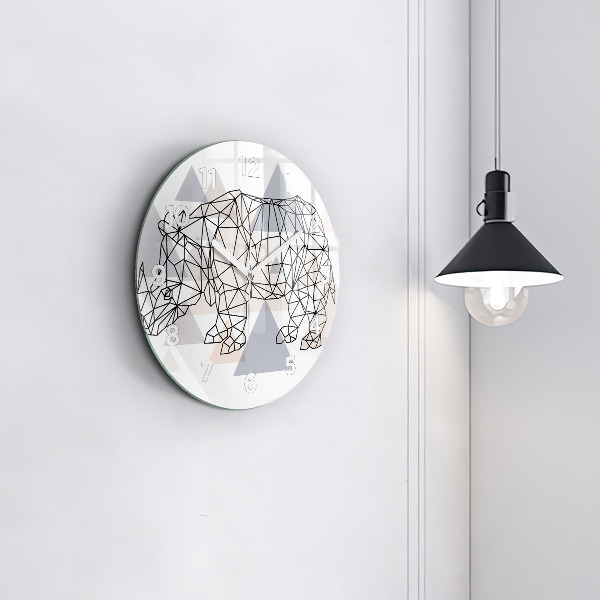 Round glass wall clock Geometric Pattern