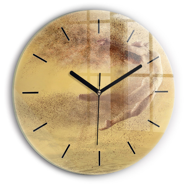 Round glass wall clock Woman in figure