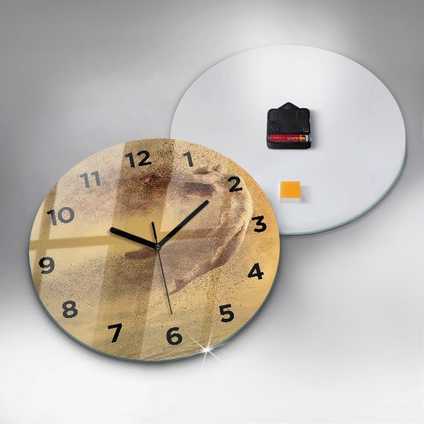 Round glass wall clock Woman in figure