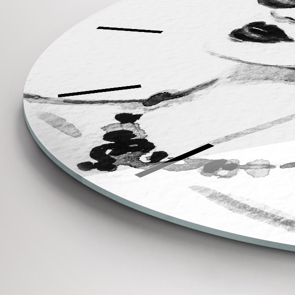 Round glass wall clock Fashionable woman