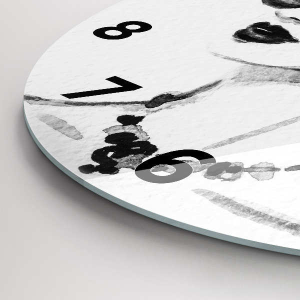 Round glass wall clock Fashionable woman