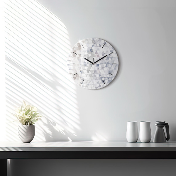 Round glass wall clock Geometric pattern