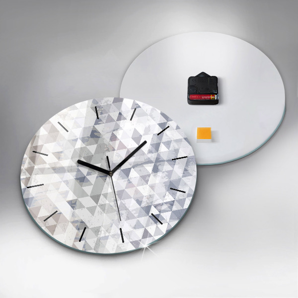 Round glass wall clock Geometric pattern