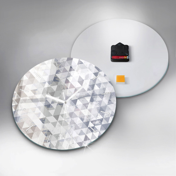 Round glass wall clock Geometric pattern