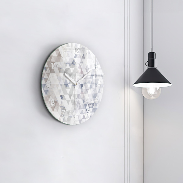 Round glass wall clock Geometric pattern