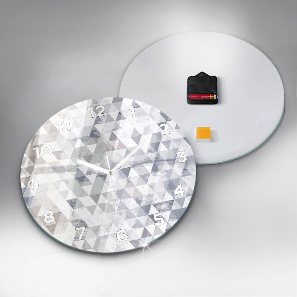 Round glass wall clock Geometric pattern