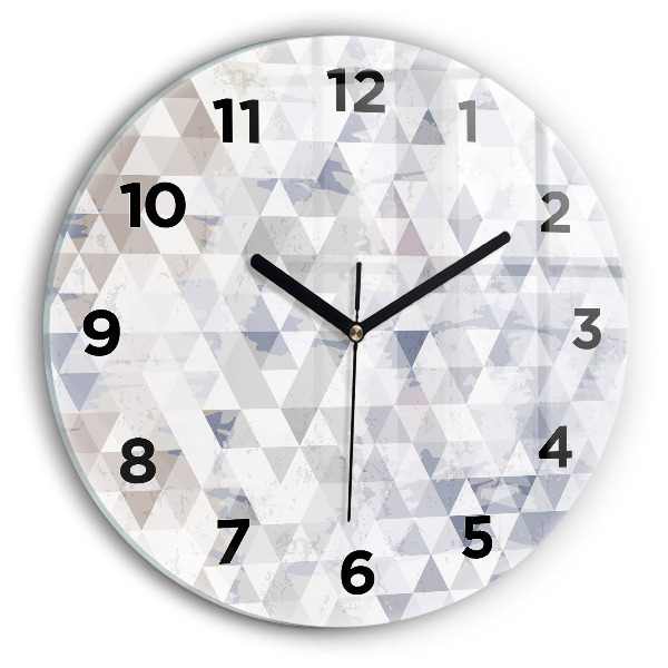 Round glass wall clock Geometric pattern