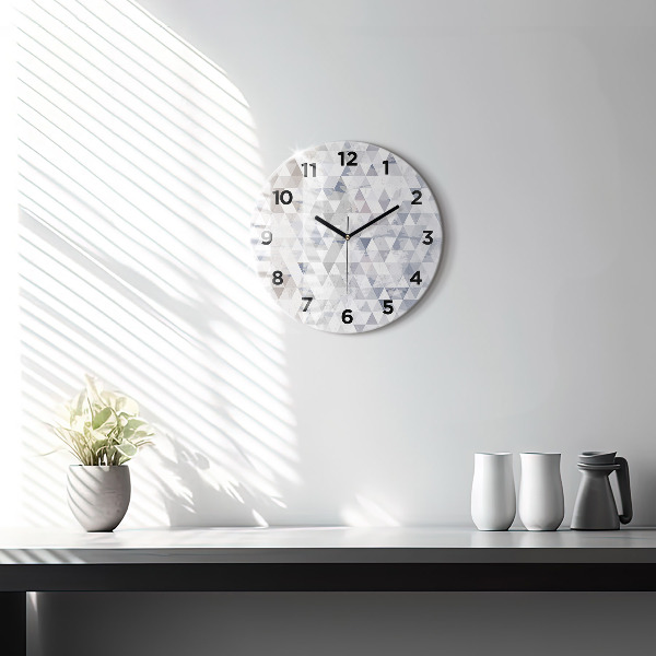 Round glass wall clock Geometric pattern