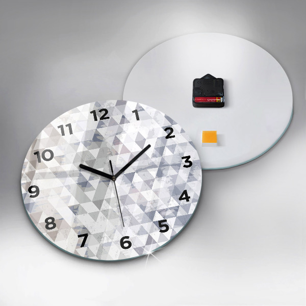 Round glass wall clock Geometric pattern
