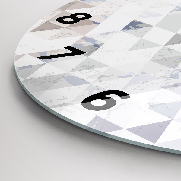 Round glass wall clock Geometric pattern