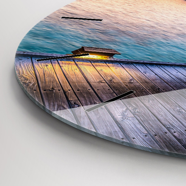 Round glass wall clock Sunset Maldives