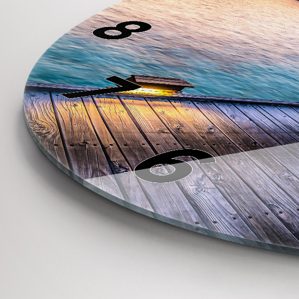 Round glass wall clock Sunset Maldives