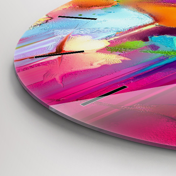 Round glass wall clock Abstract flowers