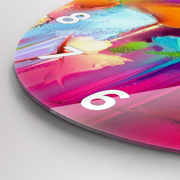 Round glass wall clock Abstract flowers