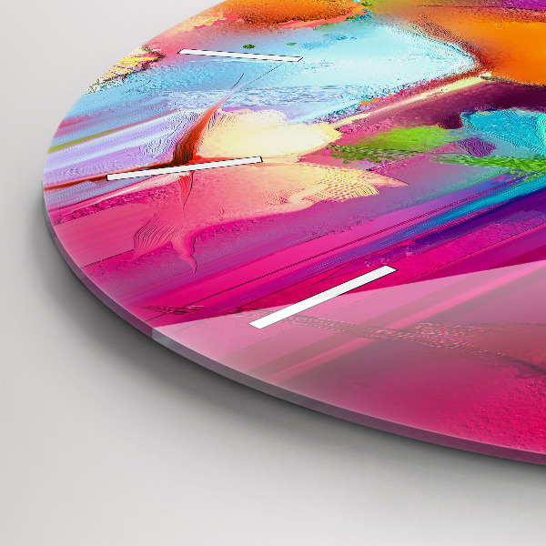 Round glass wall clock Abstract flowers