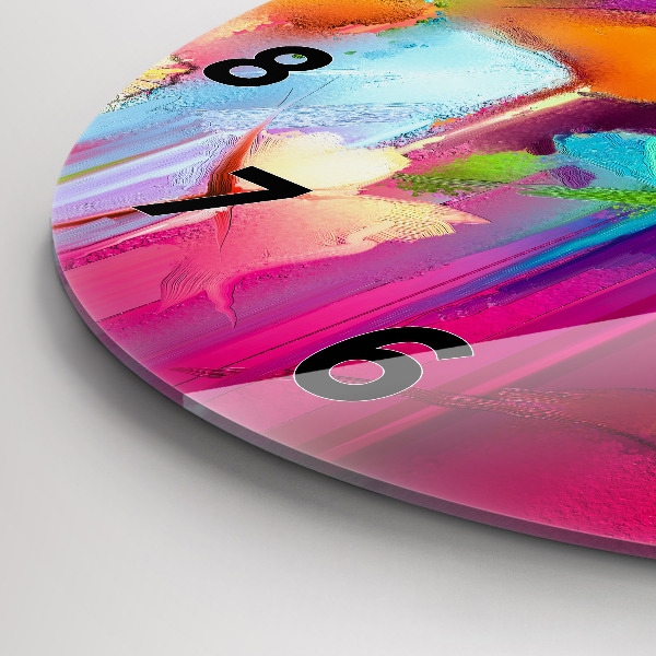 Round glass wall clock Abstract flowers
