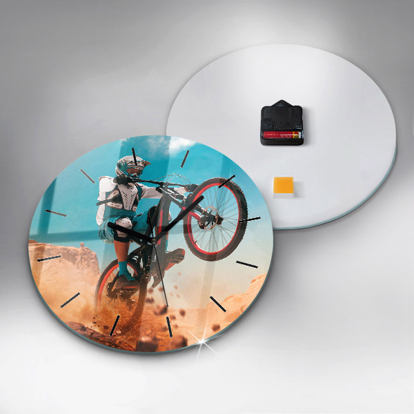 Round glass wall clock Stuntman and adrenaline
