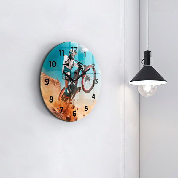 Round glass wall clock Stuntman and adrenaline