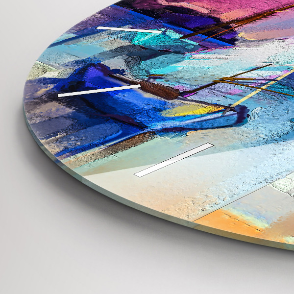 Round glass wall clock Seascape