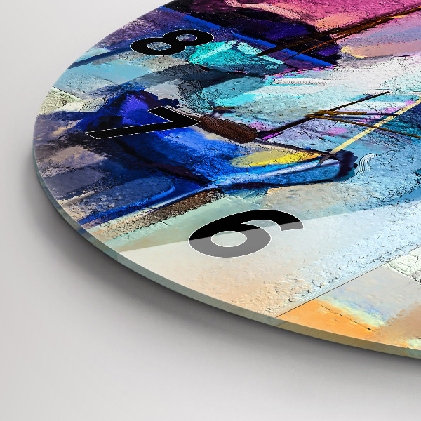Round glass wall clock Seascape