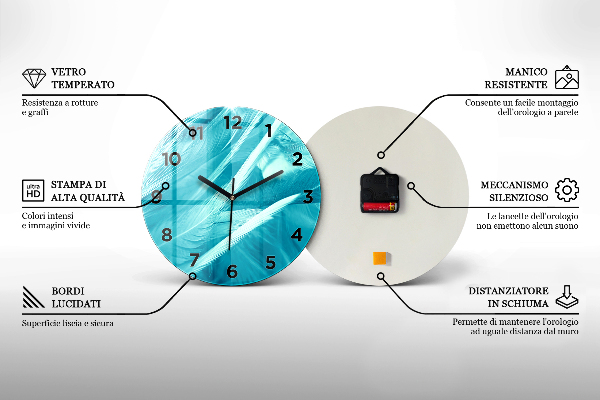 Round glass wall clock Animal Art Collection