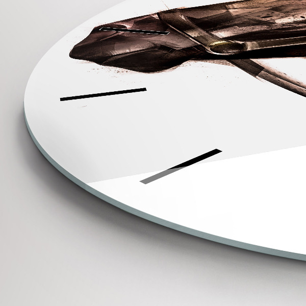 Round glass wall clock Painted Horse Profile