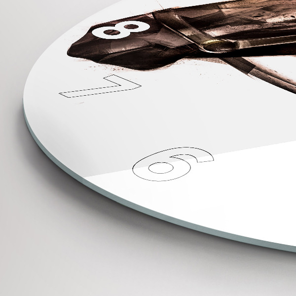 Round glass wall clock Painted Horse Profile