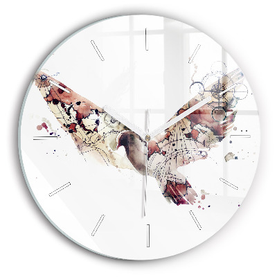 Round glass wall clock Abstract view