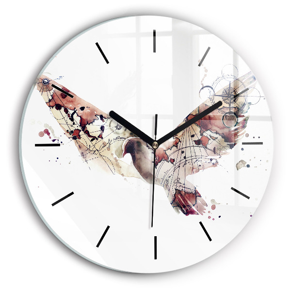 Round glass wall clock Abstract view