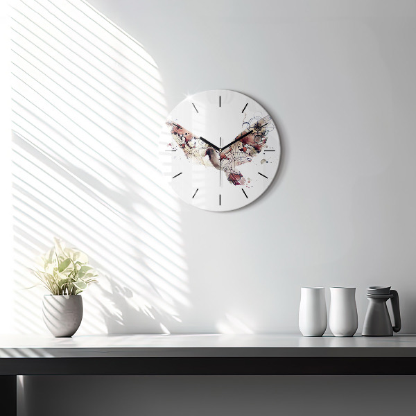 Round glass wall clock Abstract view