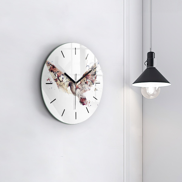 Round glass wall clock Abstract view