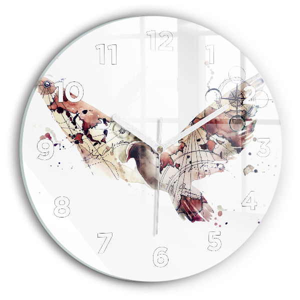 Round glass wall clock Abstract view