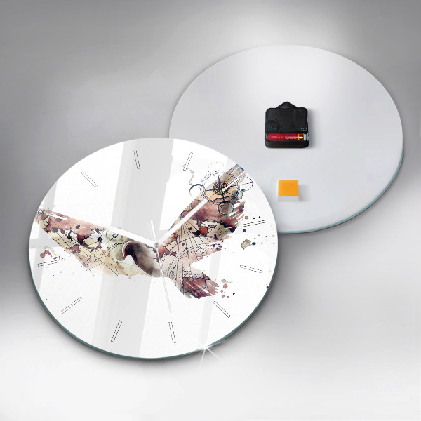 Round glass wall clock Abstract view