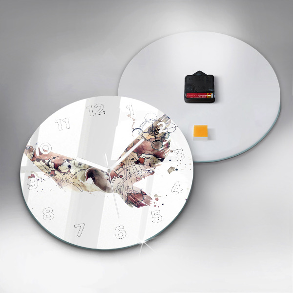 Round glass wall clock Abstract view