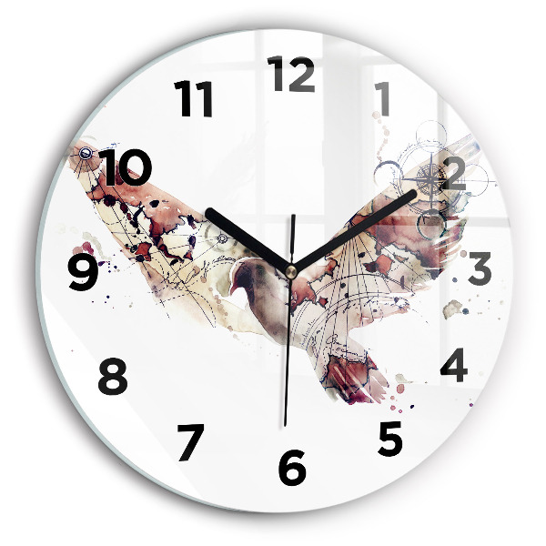 Round glass wall clock Abstract view