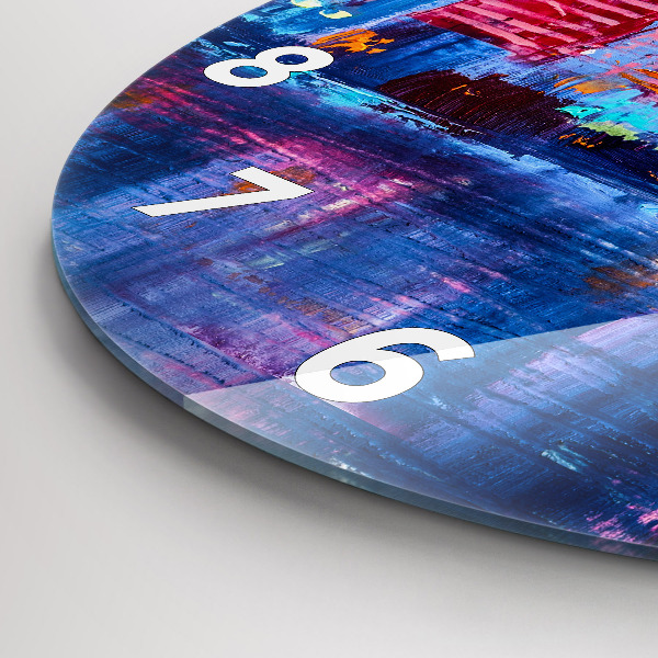 Round glass wall clock Skyscraper abstraction