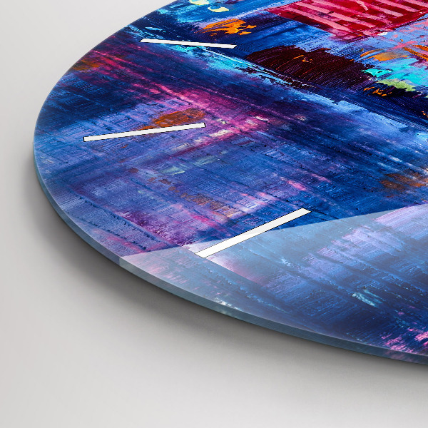 Round glass wall clock Skyscraper abstraction