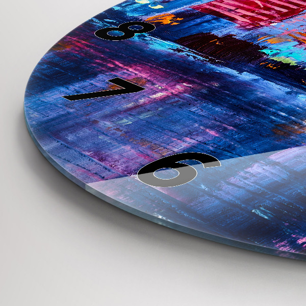 Round glass wall clock Skyscraper abstraction