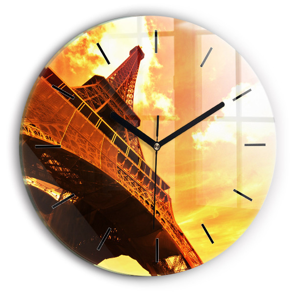 Round glass wall clock The Eiffel Tower in Paris