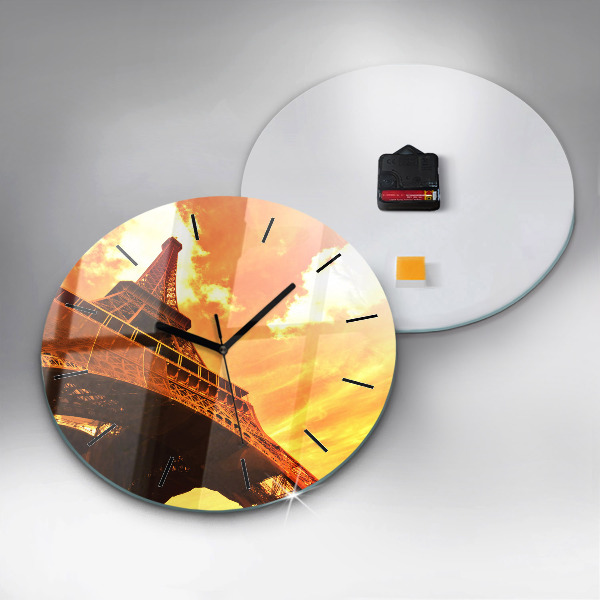 Round glass wall clock The Eiffel Tower in Paris