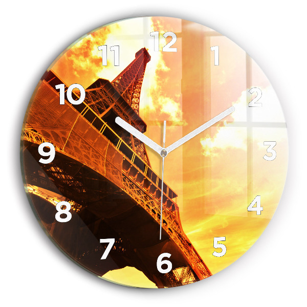 Round glass wall clock The Eiffel Tower in Paris